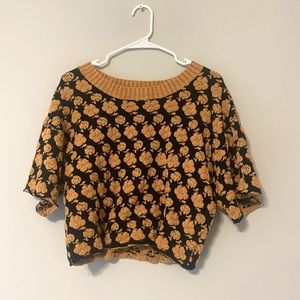 Urban Outfitters Embossed Floral Cropped Sweater